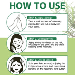 WOZUTUNT Rosemary Mint Butter application demonstrates easy distribution on damp hair