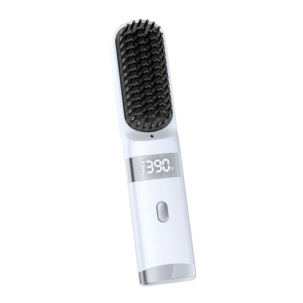WPHIIHC cordless straightener brush with USB charging for on-the-go styling.