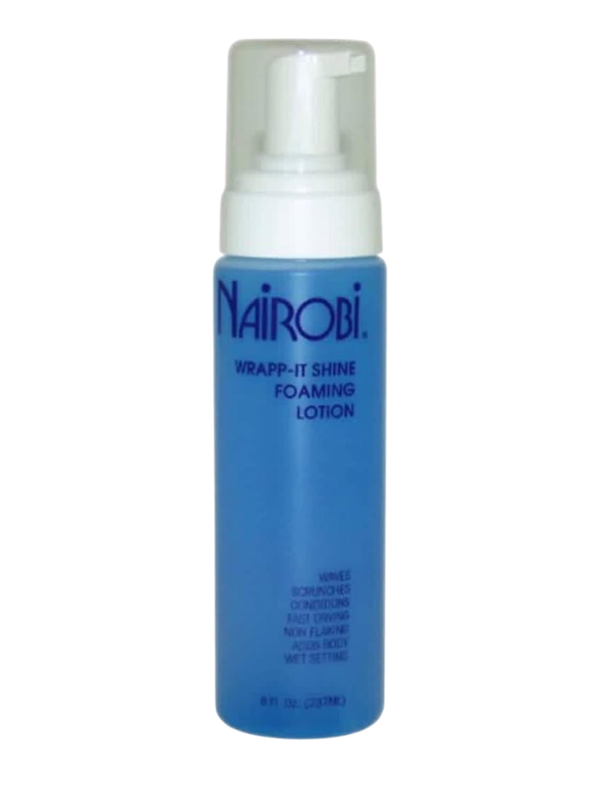 Wrapp-It Shine Foaming Lotion bottle demonstrates heat protection up to 450°F.