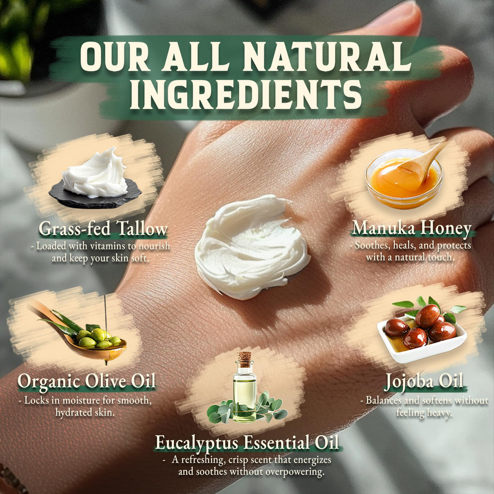 Close-up of whipped tallow texture for easy absorption and rich hydration