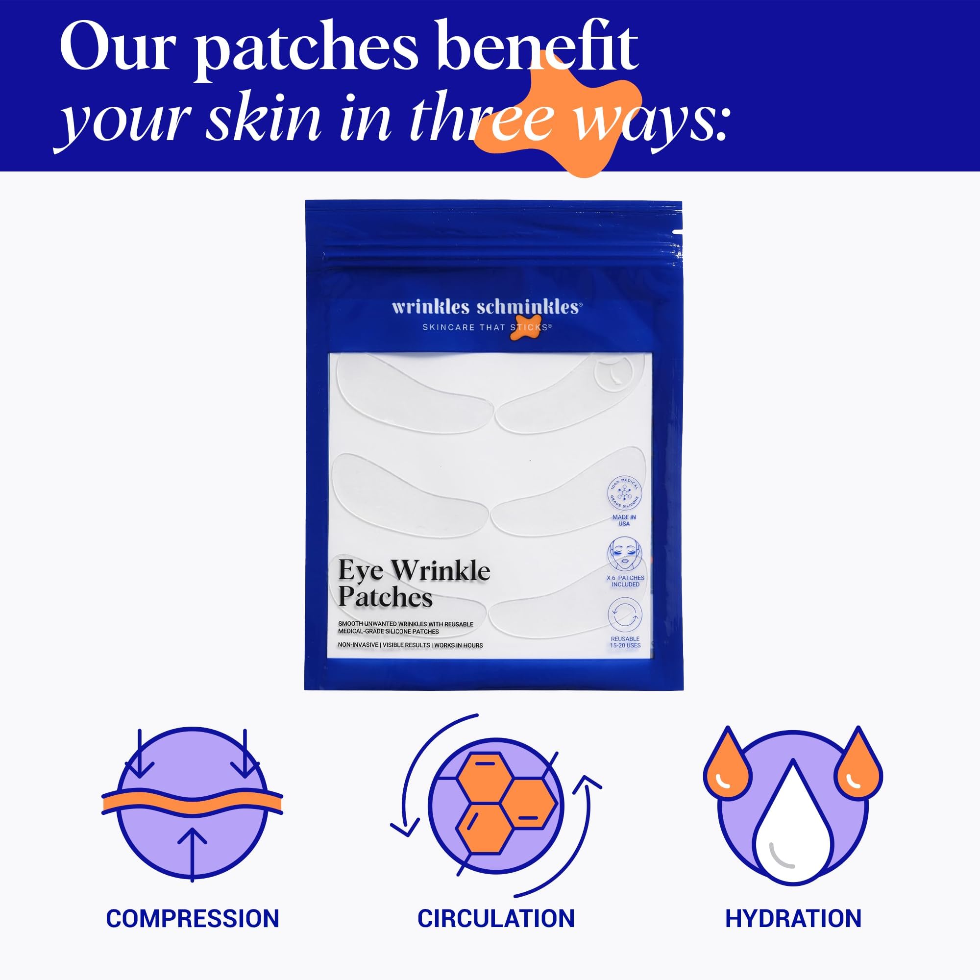 Wrinkles Schminkles under-eye patches on hand showing portability