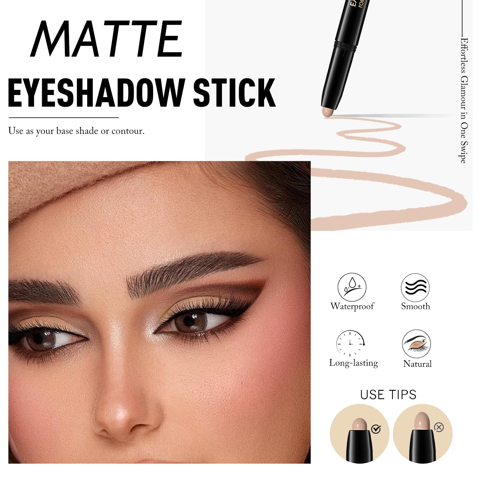 Wugbc Eyeshadow Stick Crease-Proof Wear demonstrates long-lasting, budge-resistant color.