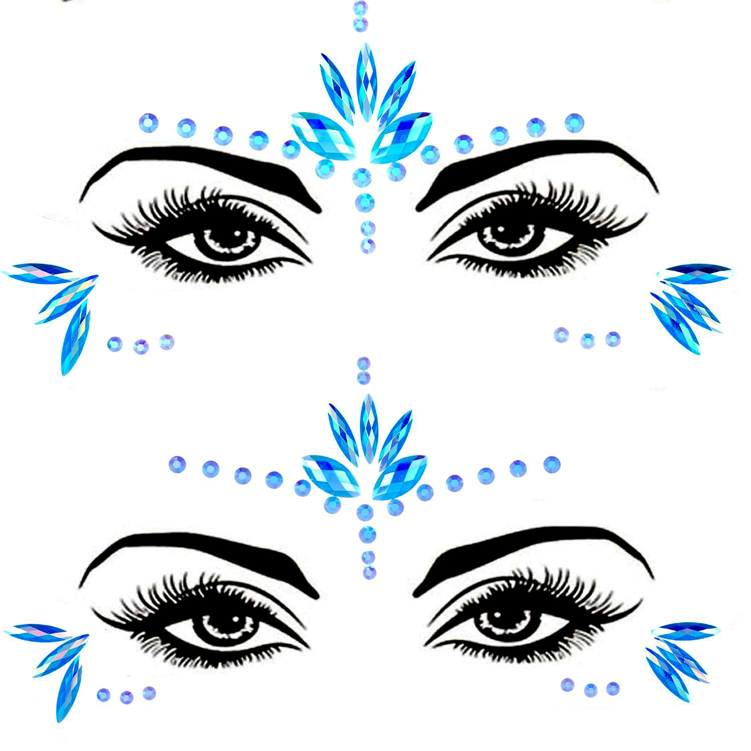 WUIOS Mermaid face gems blue closeup for bold festival looks