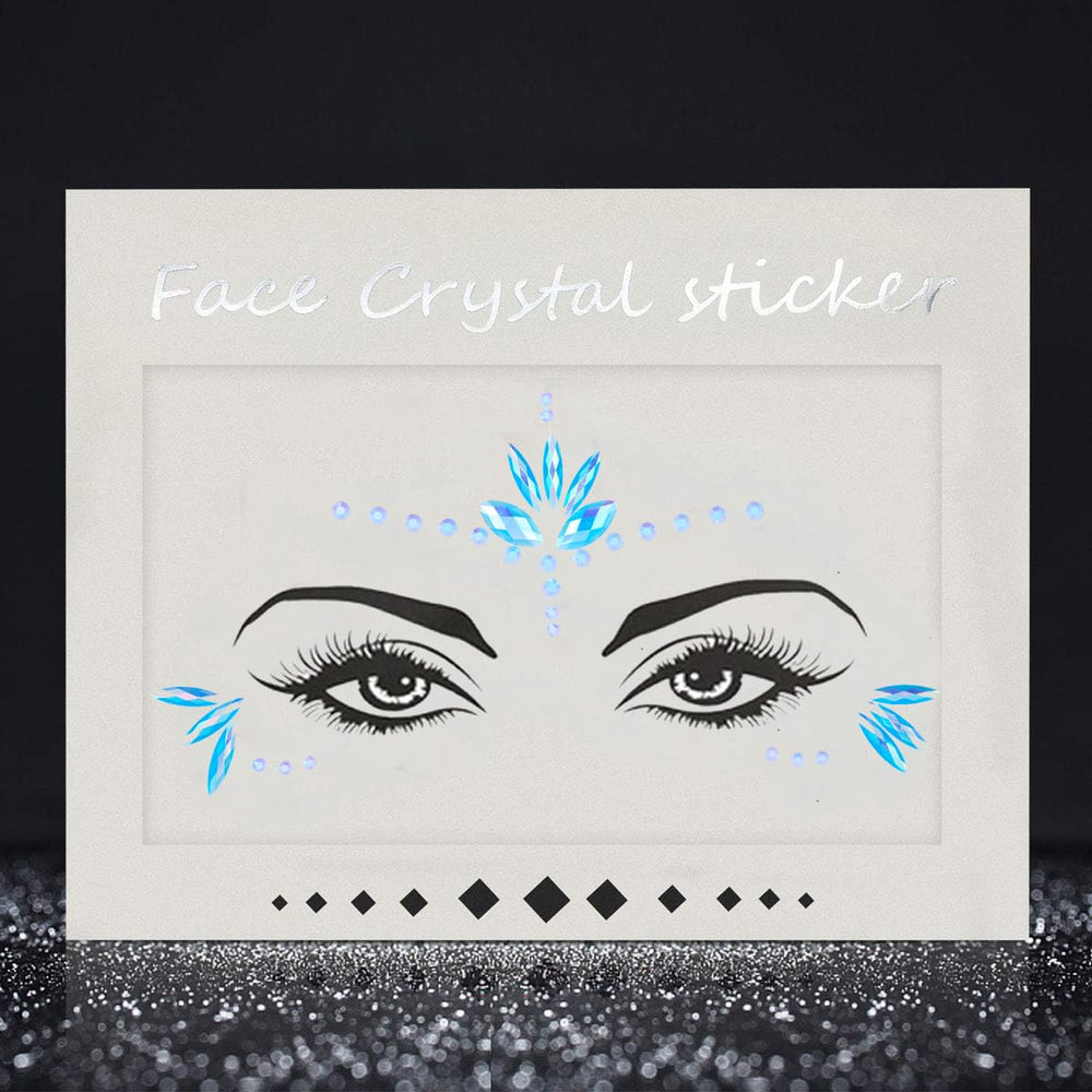WUIOS Mermaid face gems blue eye-makeup highlight for festival makeup and selfies