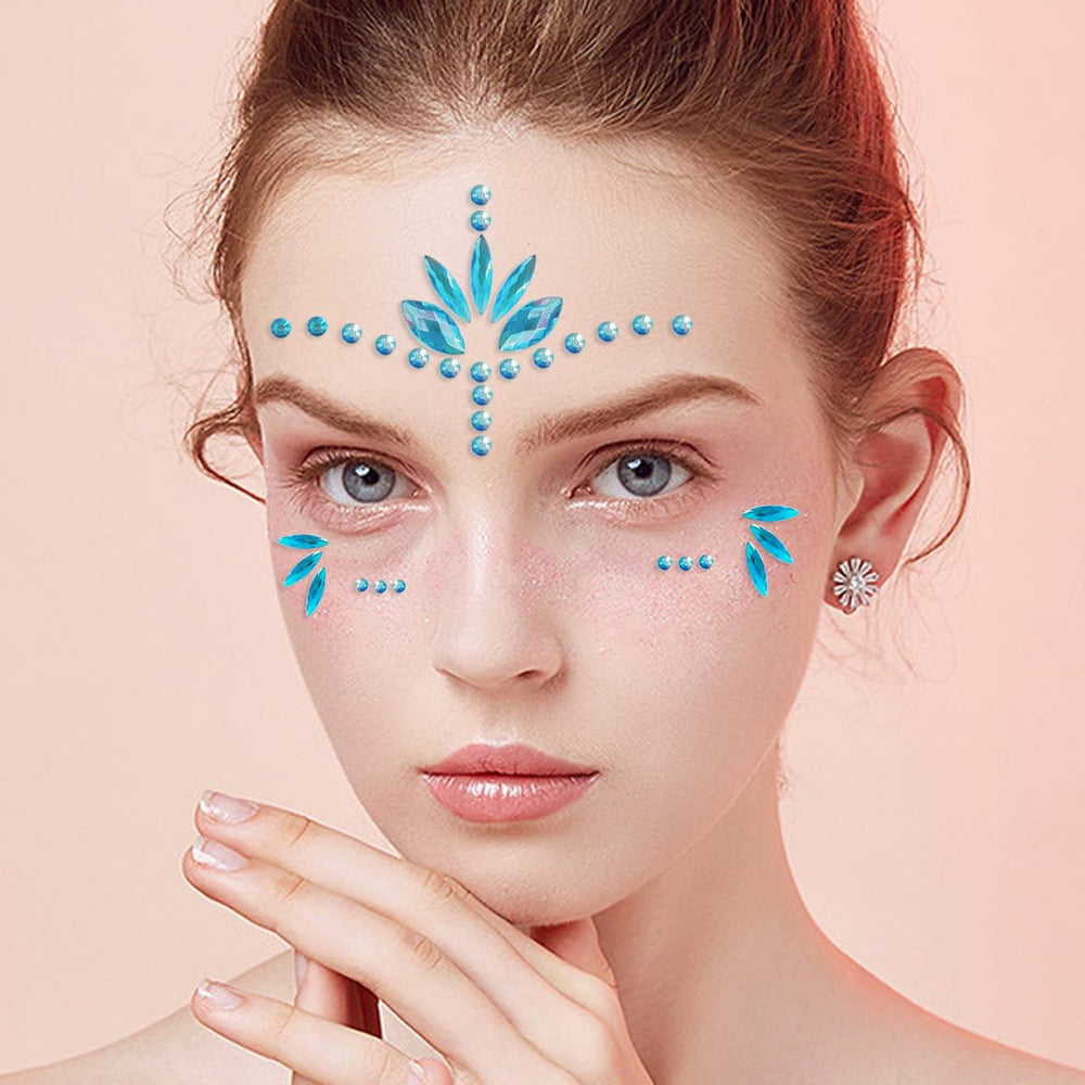 WUIOS Mermaid face gems blue waterproof jewelry for all-night wear