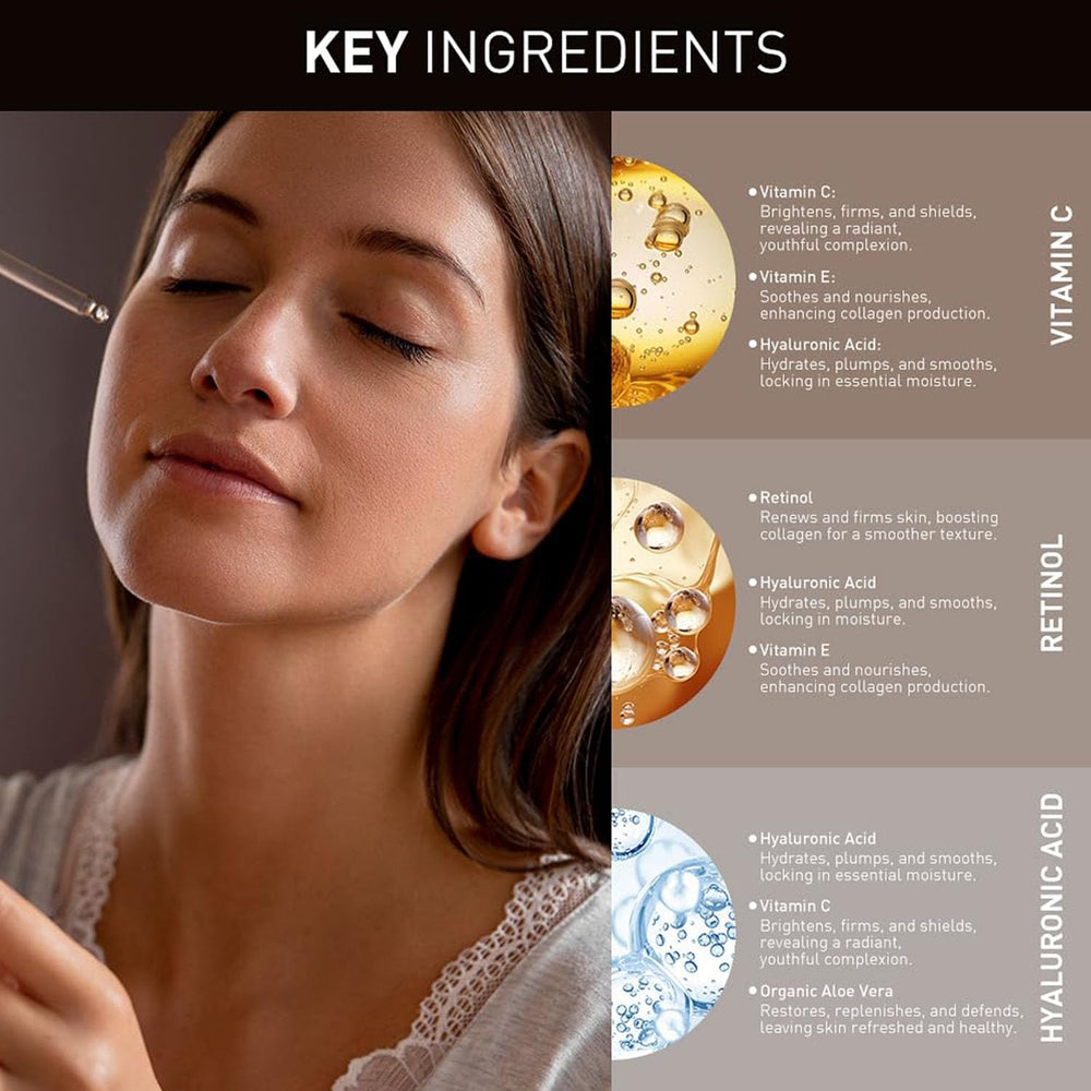 WUMAL Day routine setup with vitamin C and hyaluronic acid for glow