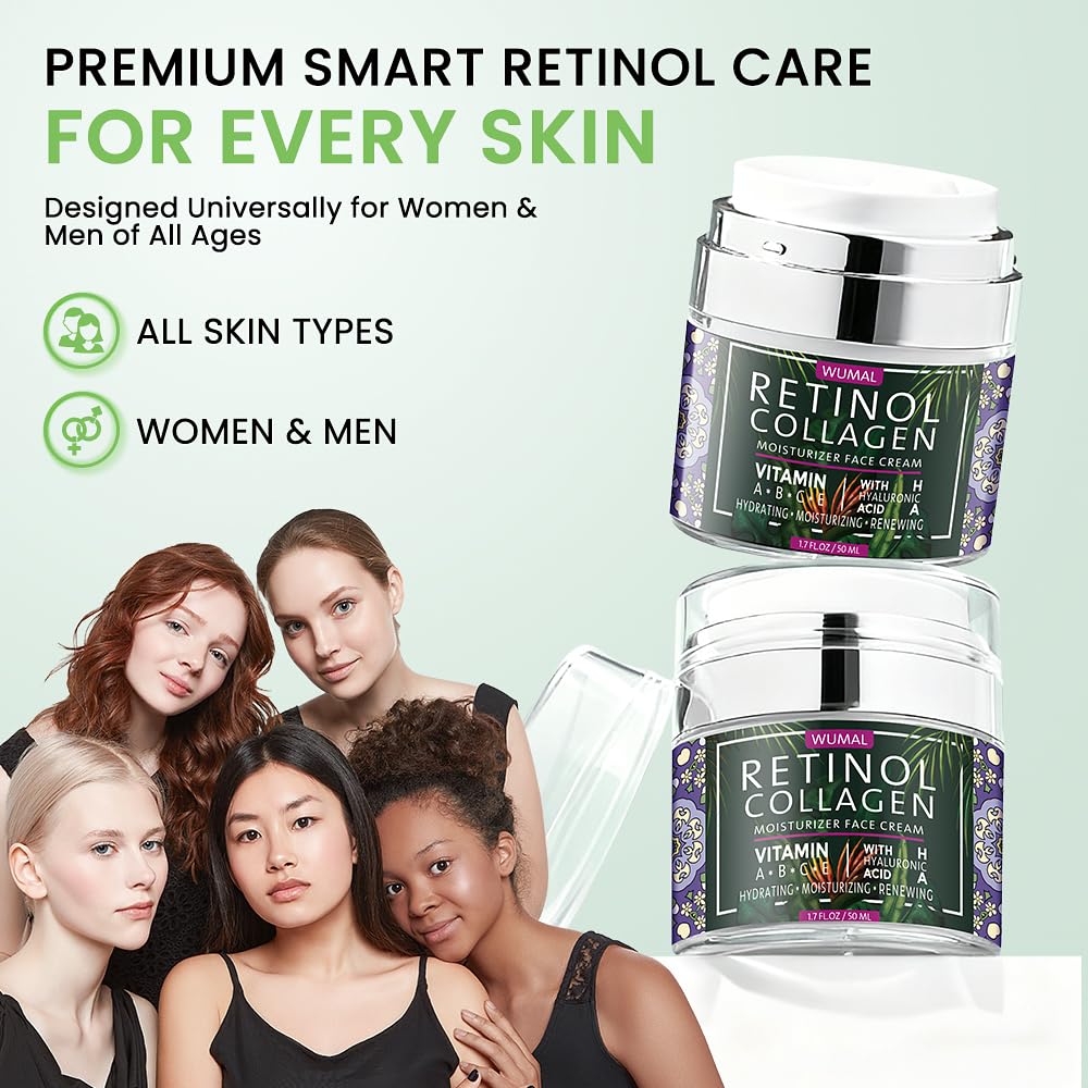 WUMAL Retinol Cream packaging shows travel-friendly, compact packaging.