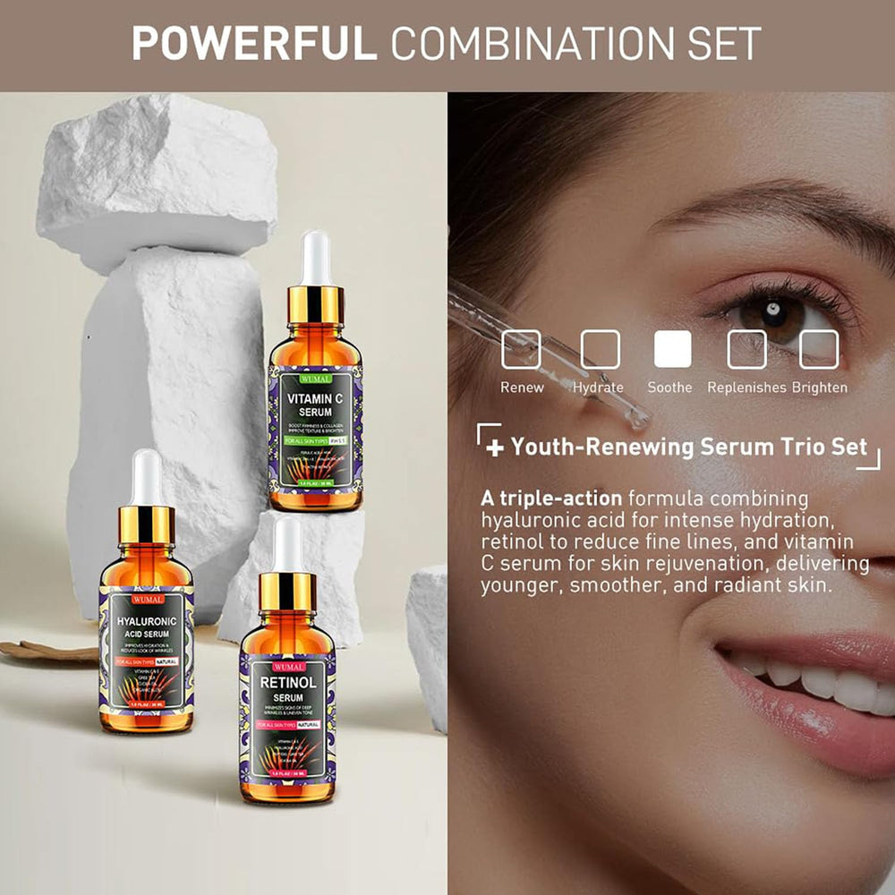 WUMAL Retinol serum bottle close-up for firming and smoothing