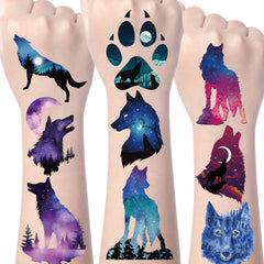 Wxiben wolf tattoos eight-sticker set for bold party looks and easy application.