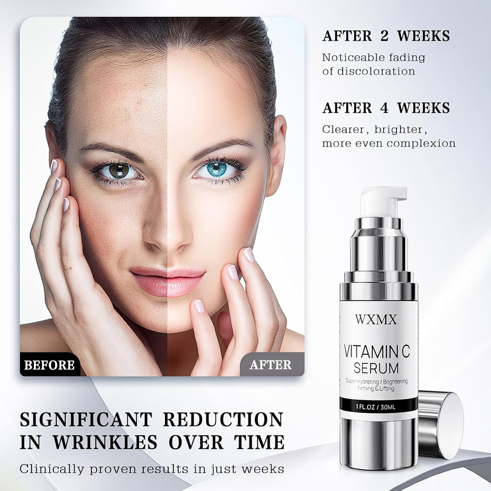 Applying WXMX Super C Serum to skin for a refreshed look