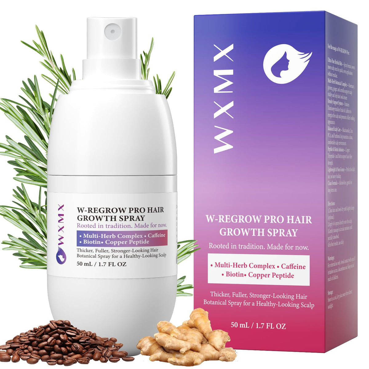 WXMX W-Regrow Pro bottle pour demonstrates fast scalp absorption