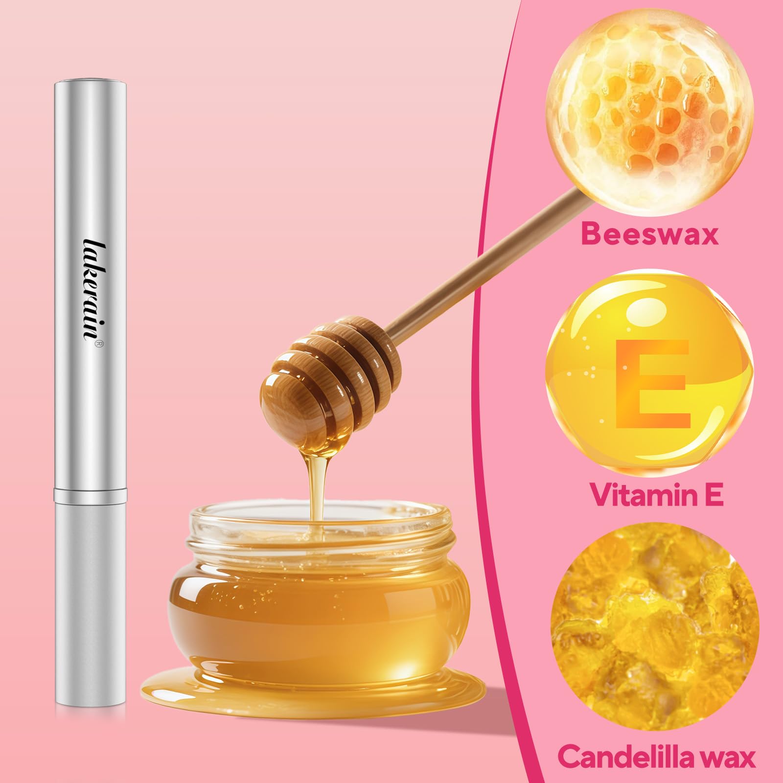 wyihg Honey Lipstick Tinted Lip Balm close-up texture highlights lightweight feel.
