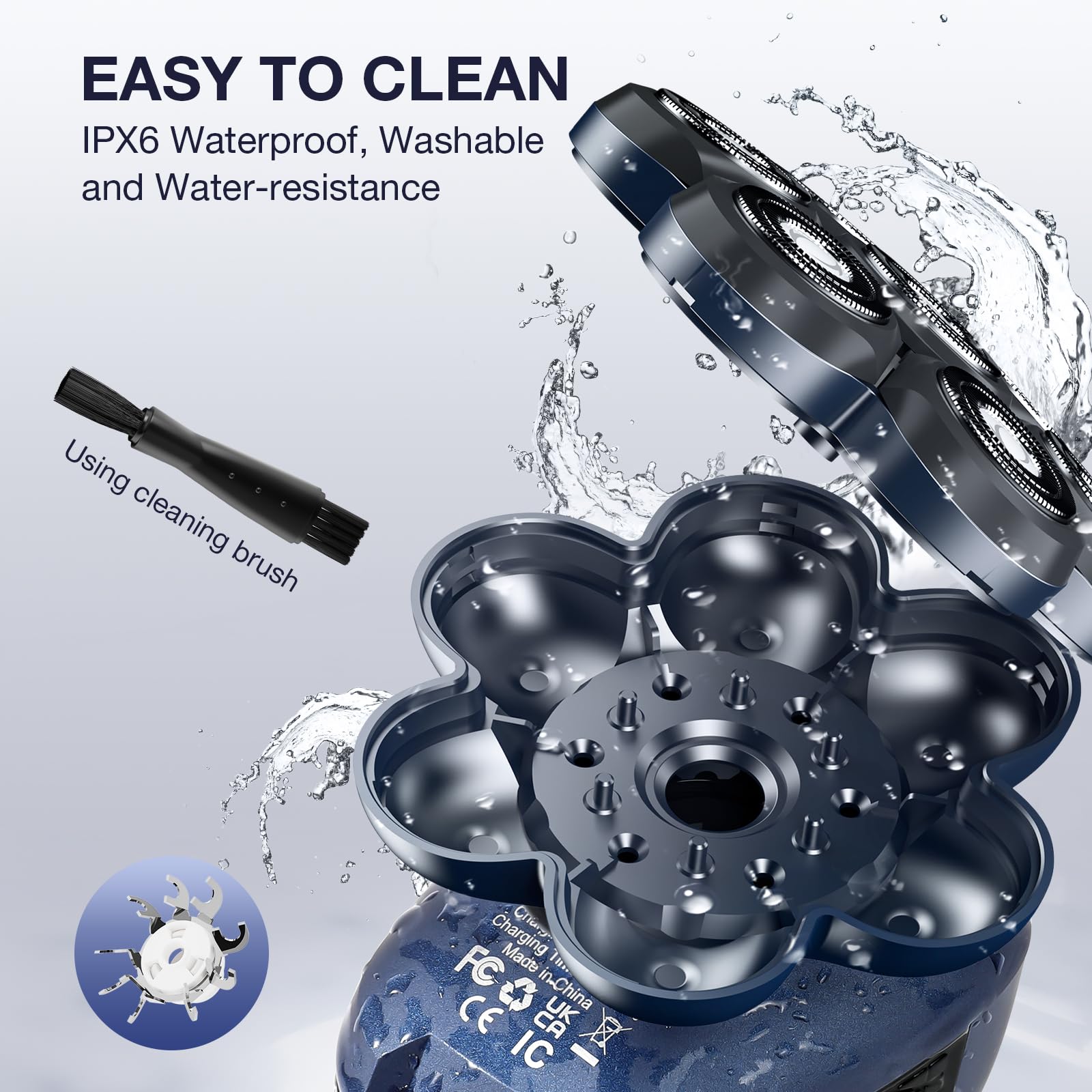 Wyklaus wet-dry shaving option for foam-assisted or dry routines.