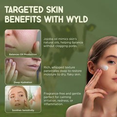 Wyld Skincare balm with honey drizzle emphasizing natural ingredients for hydration