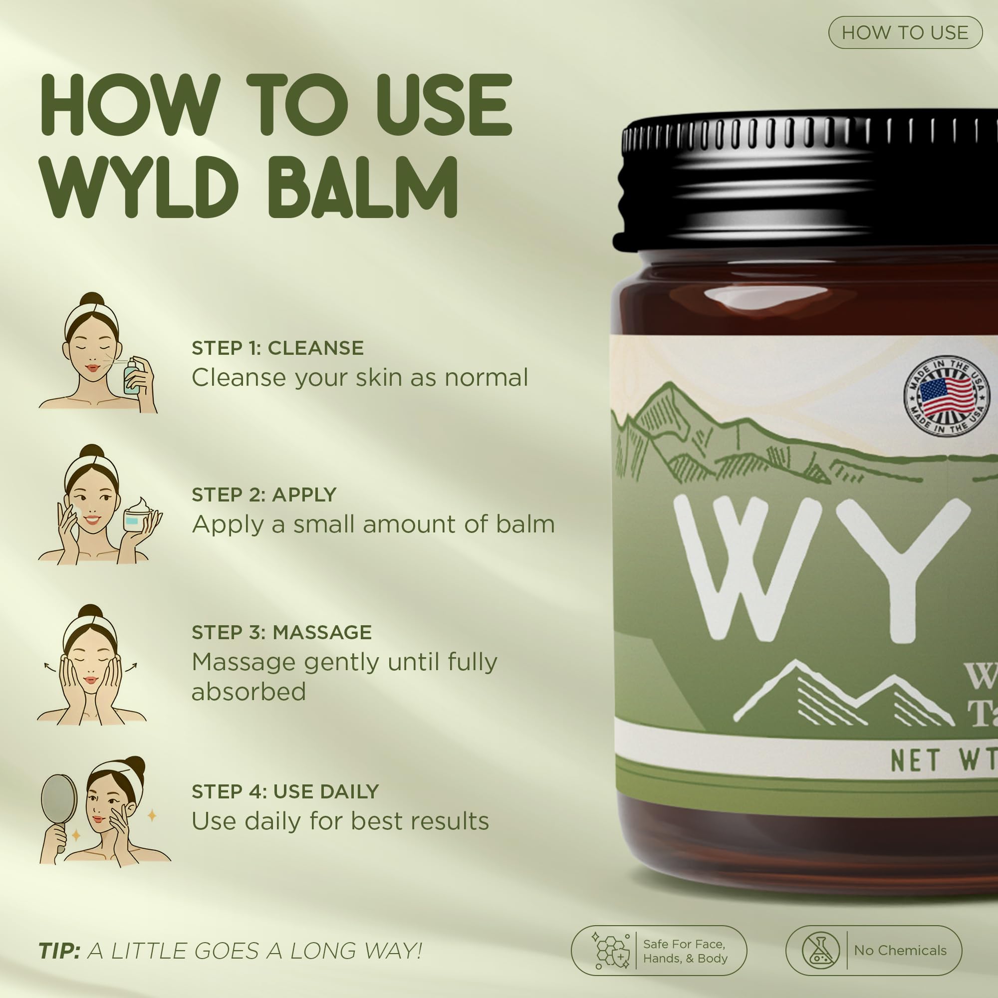 Wyld Skincare small-batch label details convey premium quality