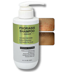 X20Hair psoriasis shampoo bottle on a clean counter highlighting hydrating scalp care