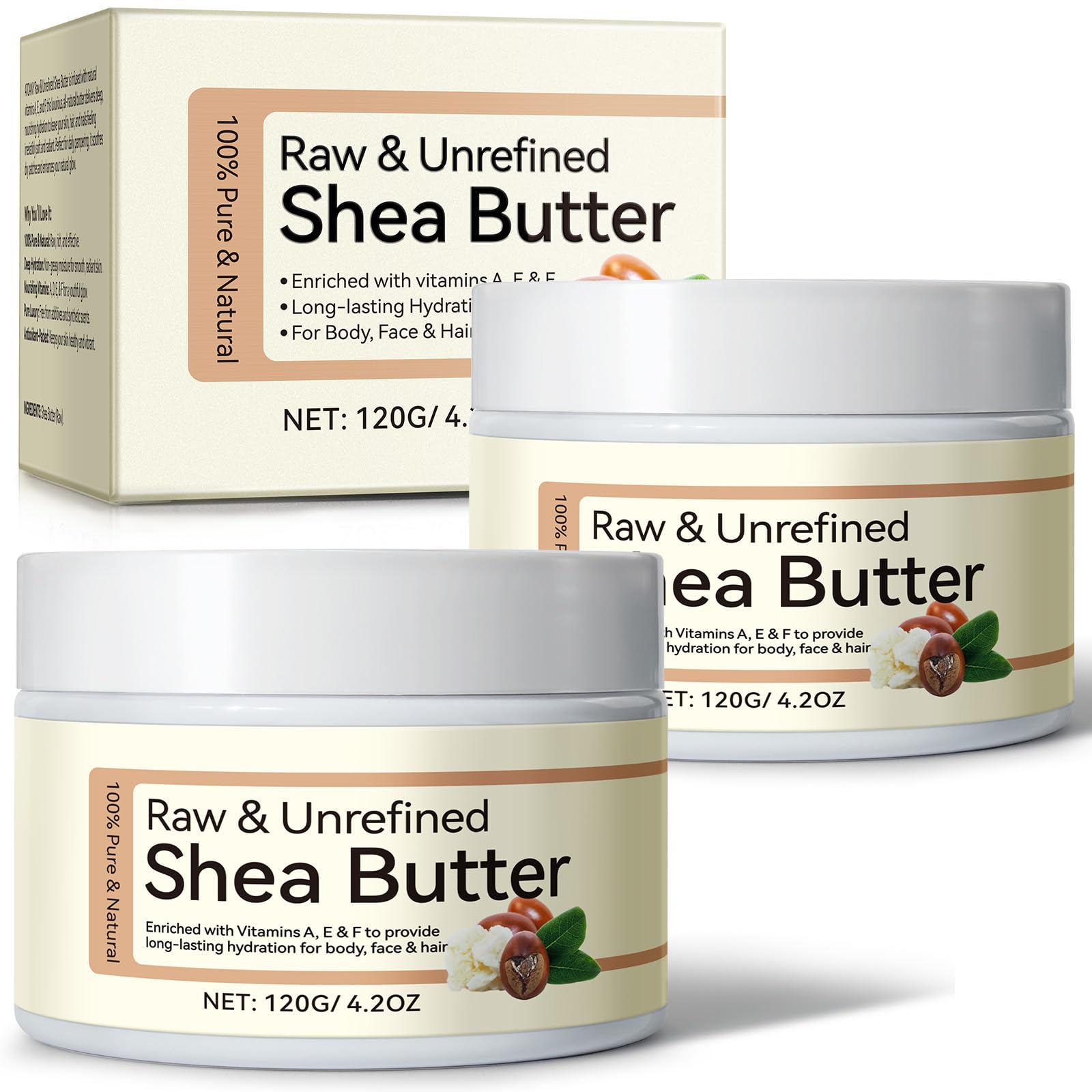 Xaarty Shea Butter 2Pack packaging showing pure, natural moisturizer for dry skin.