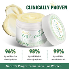 Xaarty Wild Yam Cream ingredients panel emphasizes wild yam and vitamin E benefits.