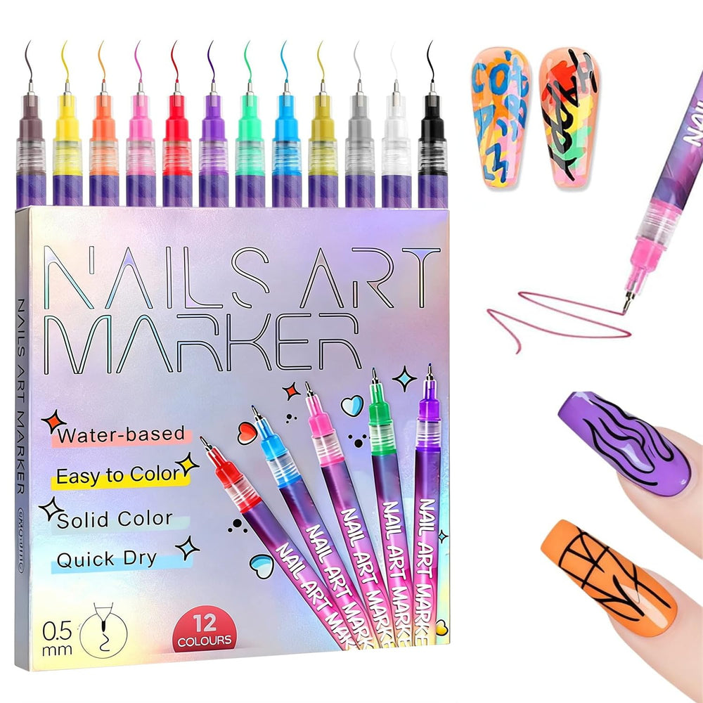 XBLZL Nail Art Pens 12-color set enables bold DIY nail designs at home.