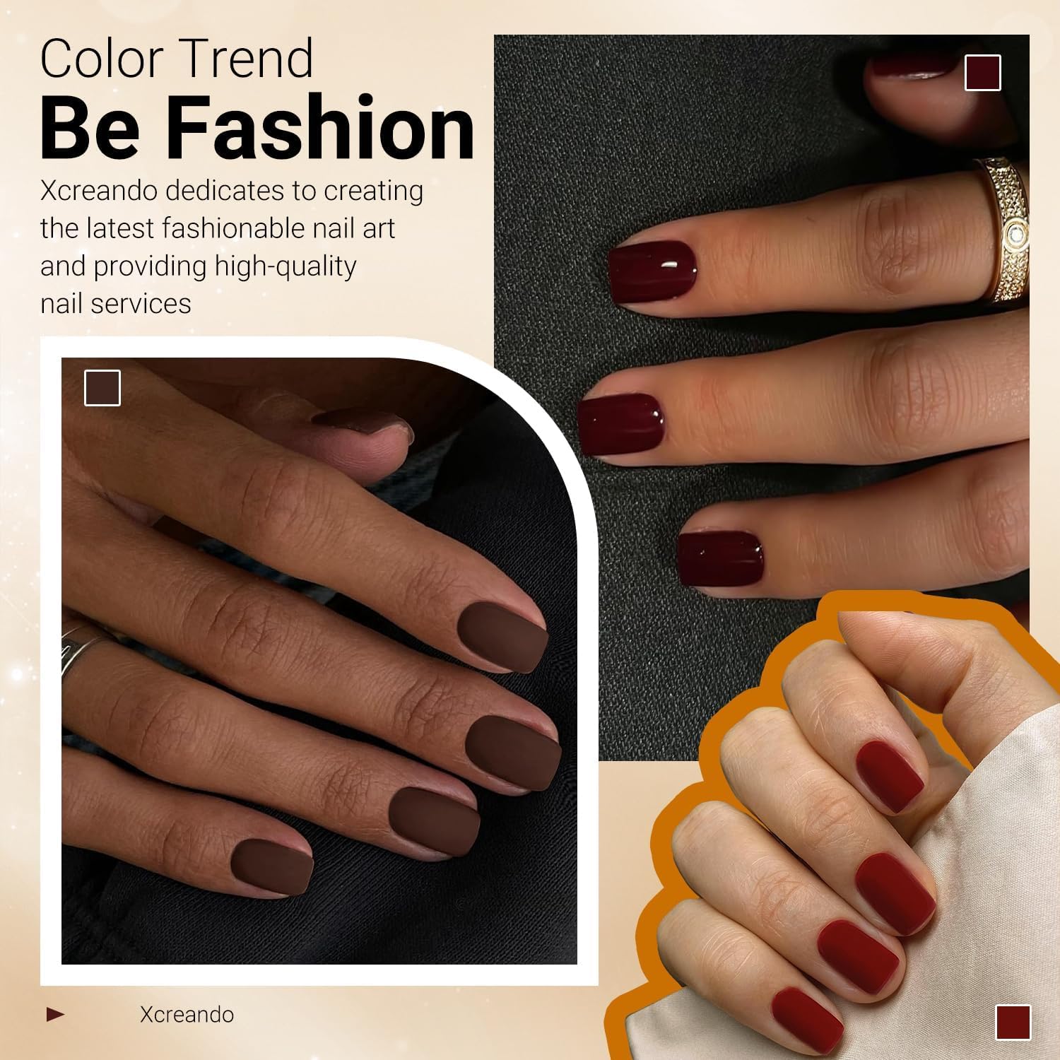 XCREANDO natural-fit curvature ensures comfortable wear on real nails.