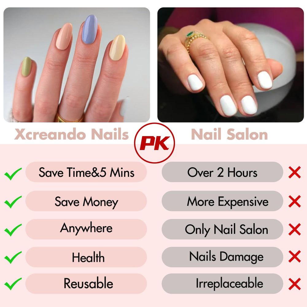 XCREANDO Natural-fit oval nails contour to nail bed for seamless look