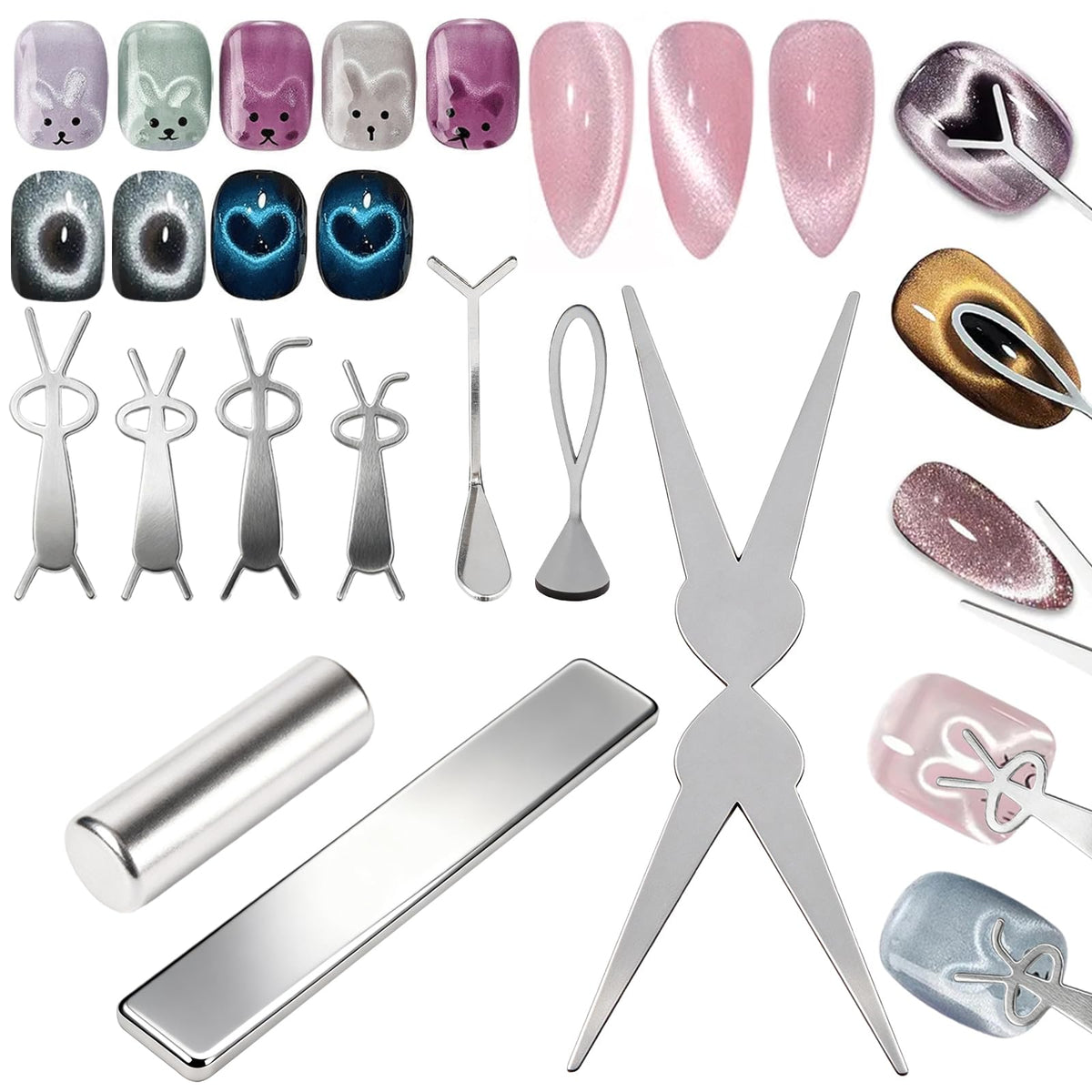 XEAOHESY cat eye kit cylindrical magnet for precise French cat eye effect.