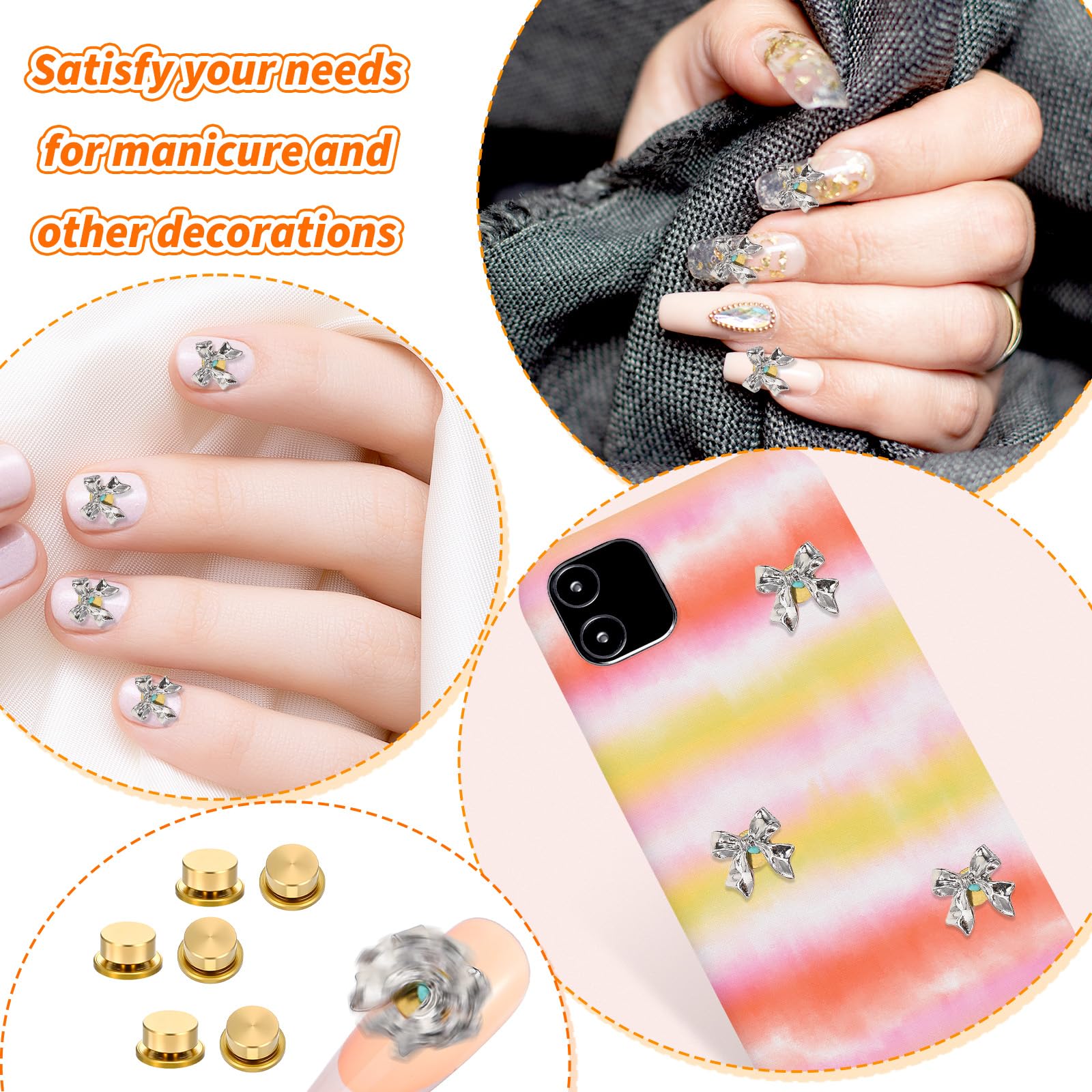 Xelsluthe 30-piece gold rotating charms kit for stylish nails.