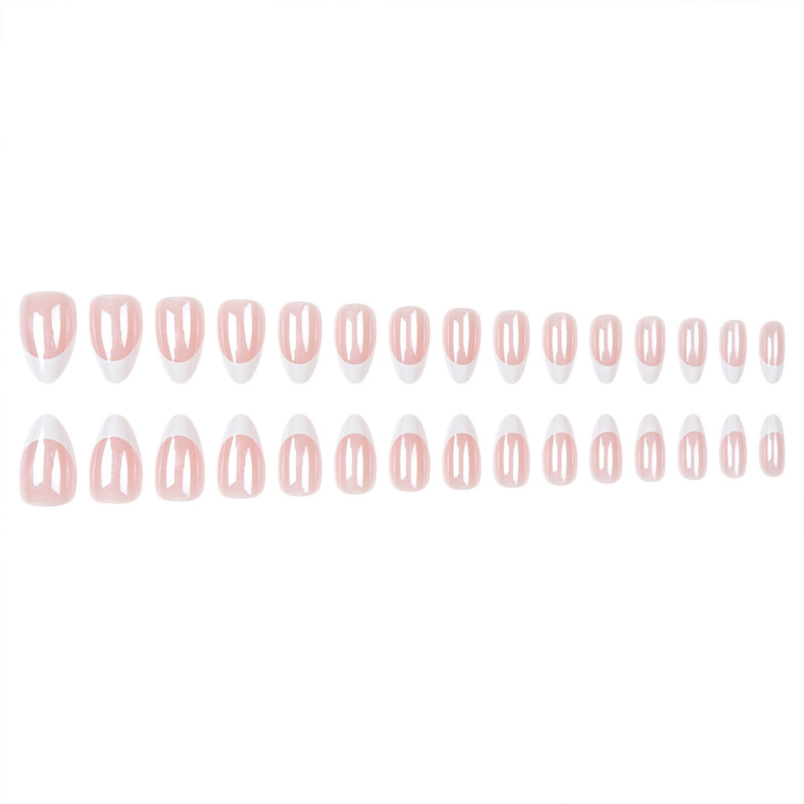Xenophoer almond press-on nails light pink base ready to apply with jelly glue