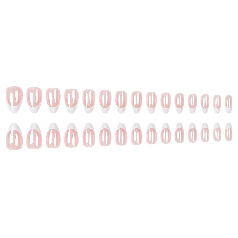 Xenophoer almond press-on nails light pink base ready to apply with jelly glue