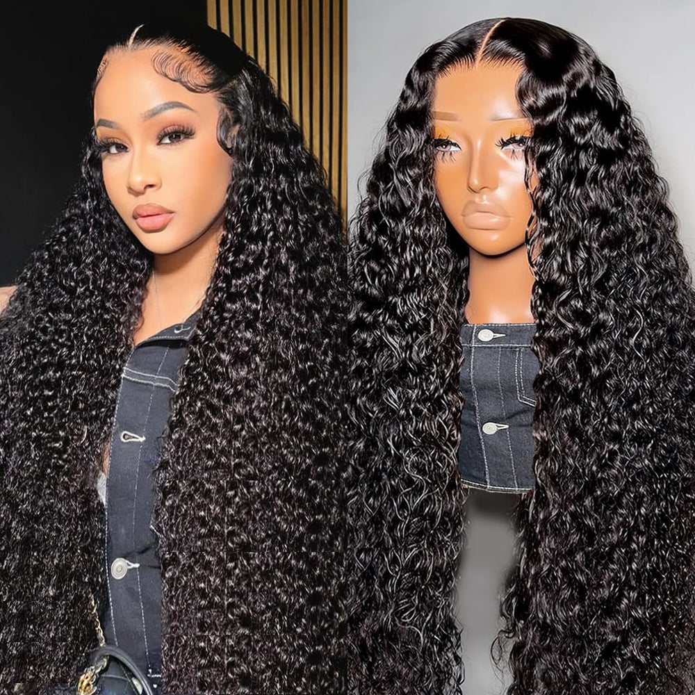 Xhisae 30 inch deep wave wig front view shows natural lace front for seamless styling.