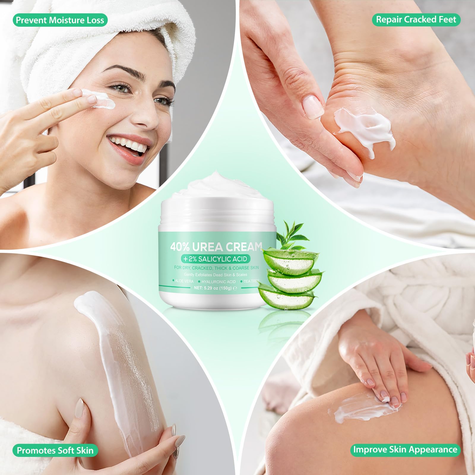 XIAMOFUZHOU Urea 40% foot cream smooth skin action on a hand close-up.