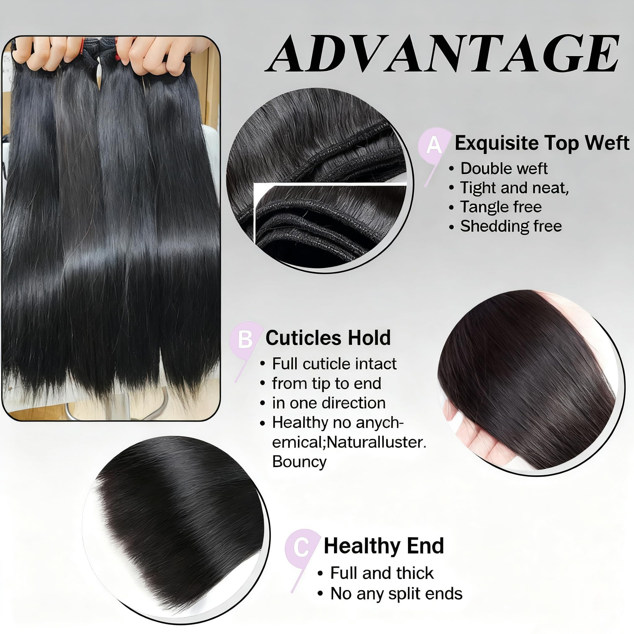 XIANYUN 12A straight hair bundles 20 inch smooth texture for long-lasting elegance.