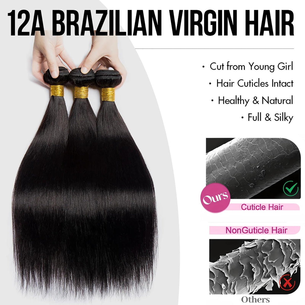 XIANYUN straight hair bundles 20-inch close-up of silk-soft strands