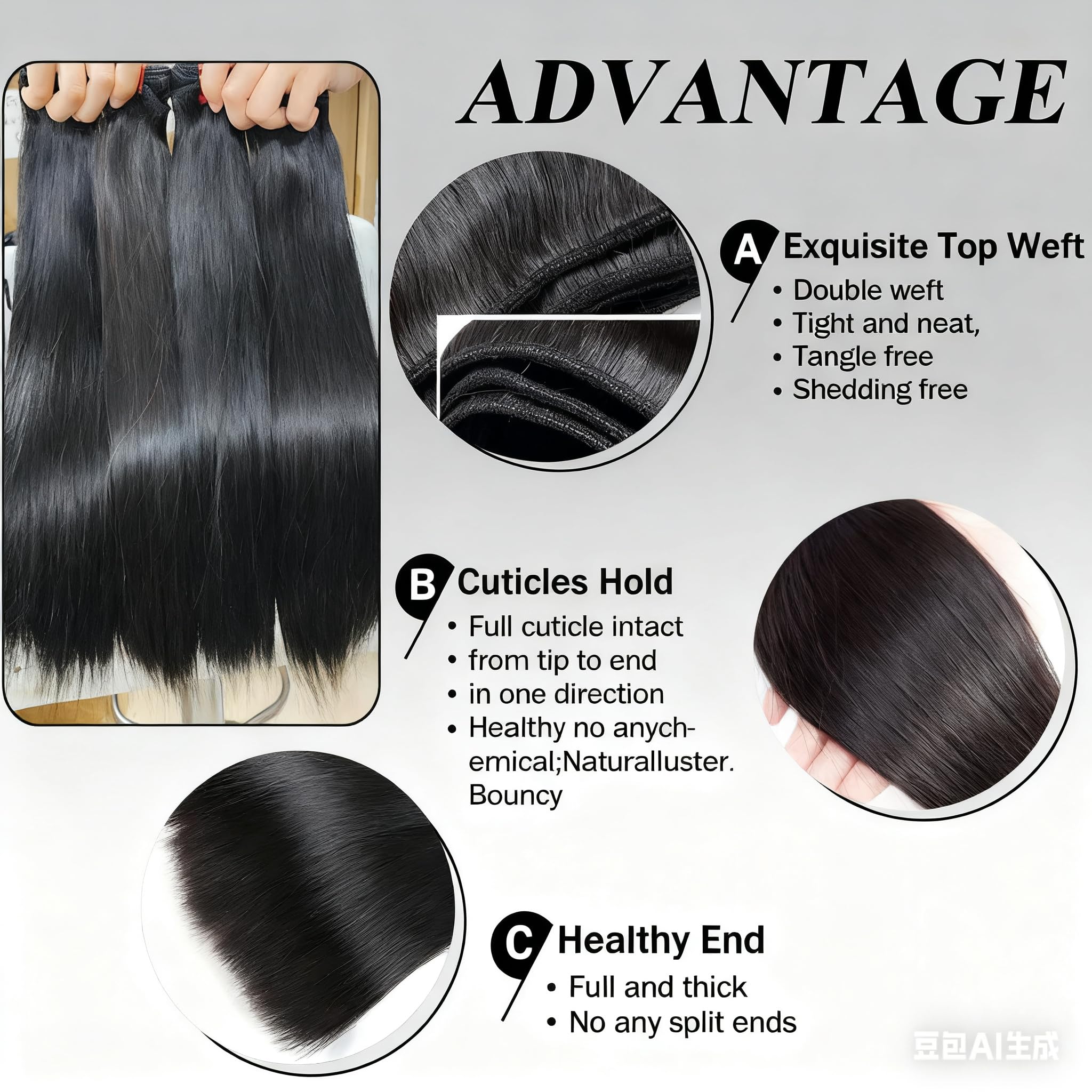 XIANYUN straight hair bundles 22-inch on mannequin for length visualization