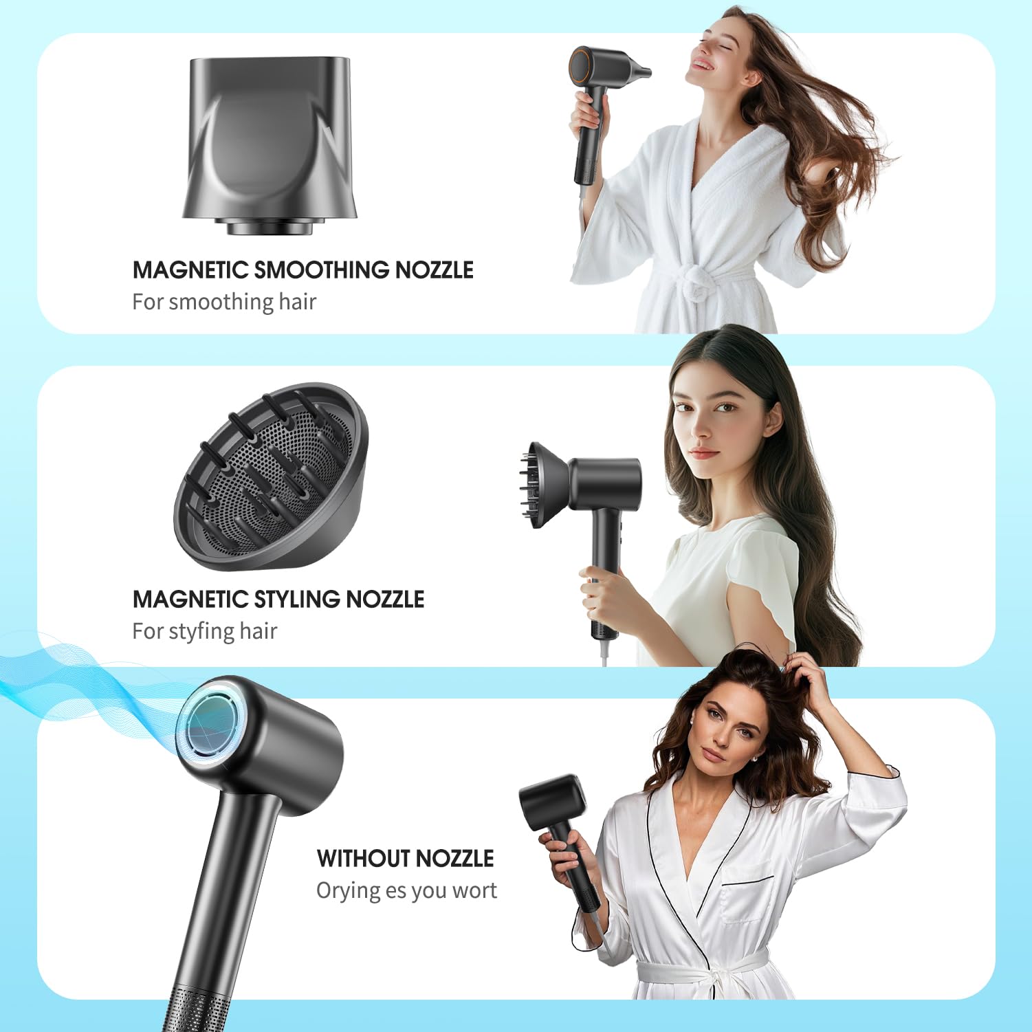 Compact, lightweight XIAOTONG diffuser hair dryer ideal for home and travel
