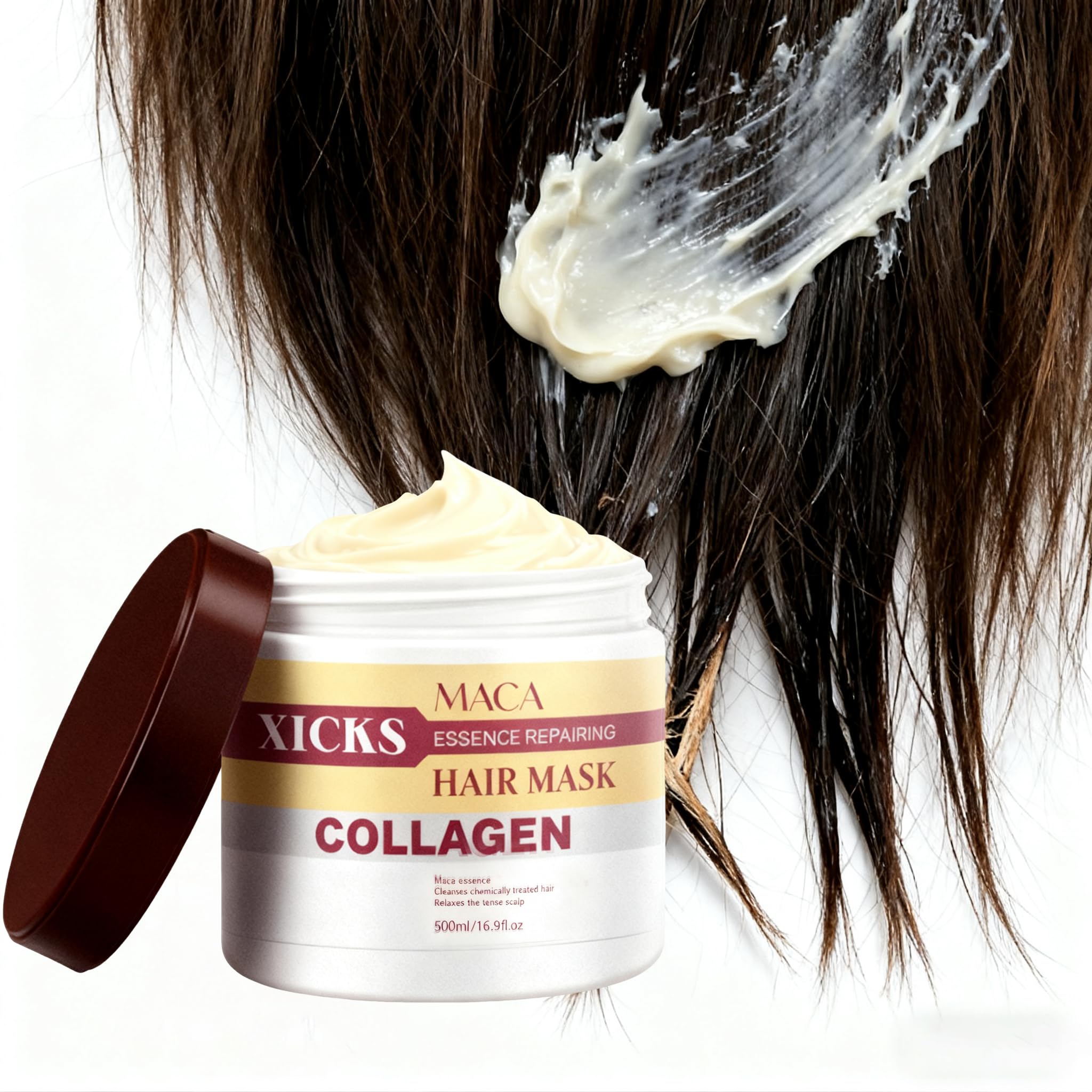 Xicks Maca Collagen Hair Mask after-use shine on glossy strands
