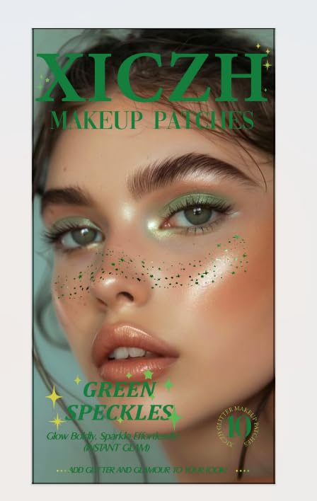 XICZH green face glitter stickers provide easy skin-friendly shine