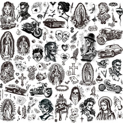 XIYOKA 12-sheets chicano tattoos for bold Halloween looks