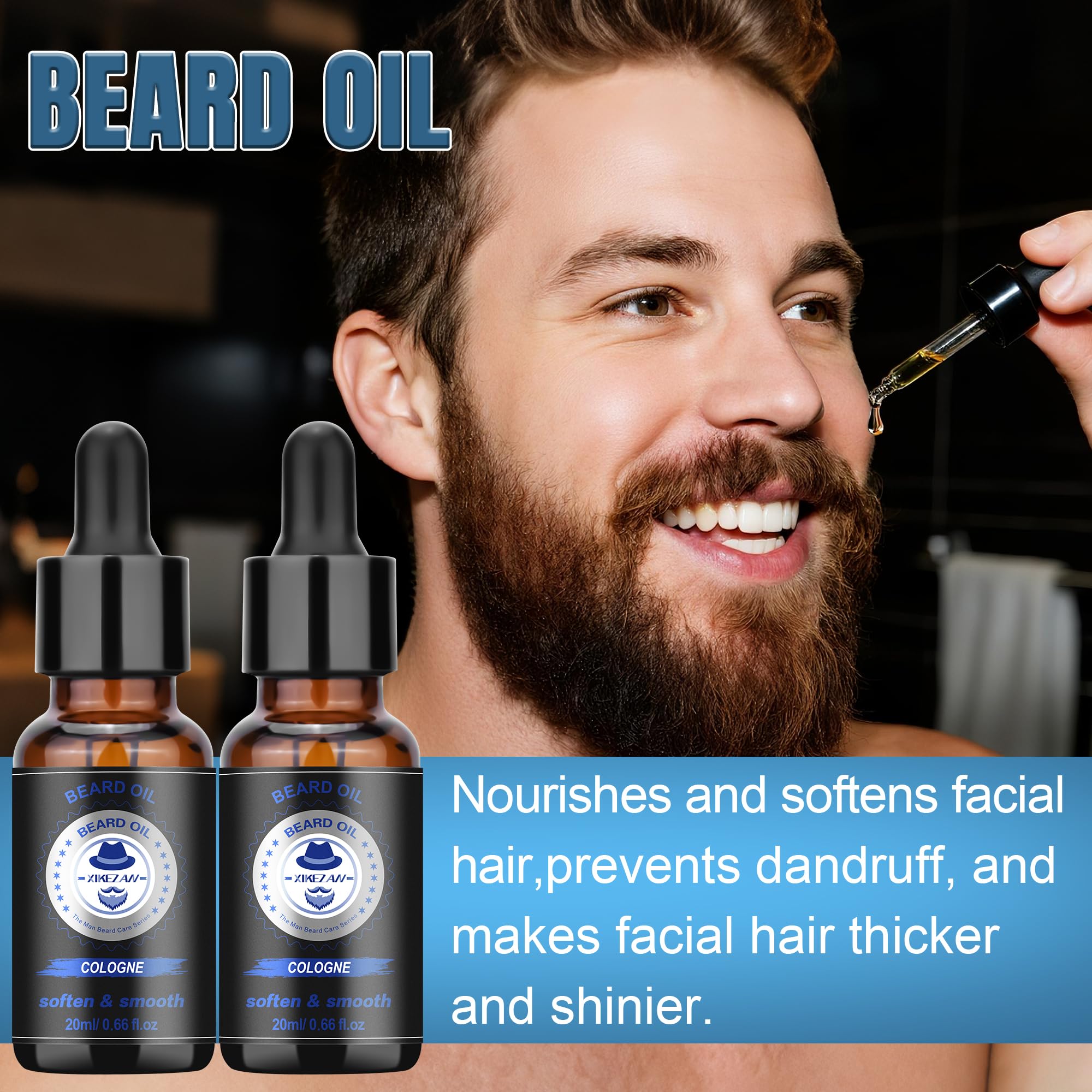XIKEZAN beard balm tin showing long-lasting moisture for smooth, fuller-looking beard.