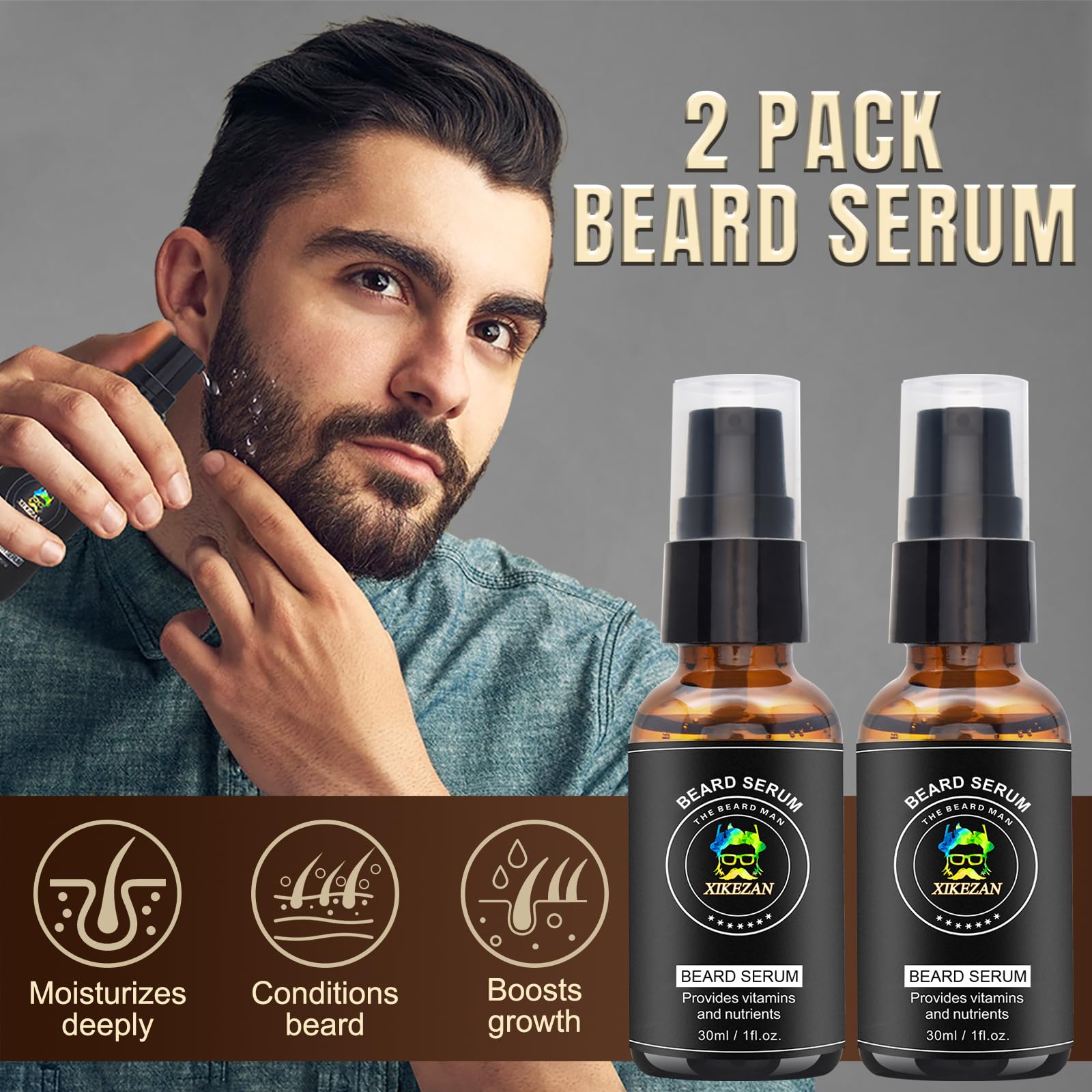 XIKEZAN beard brush helps distribute oil and improve texture.