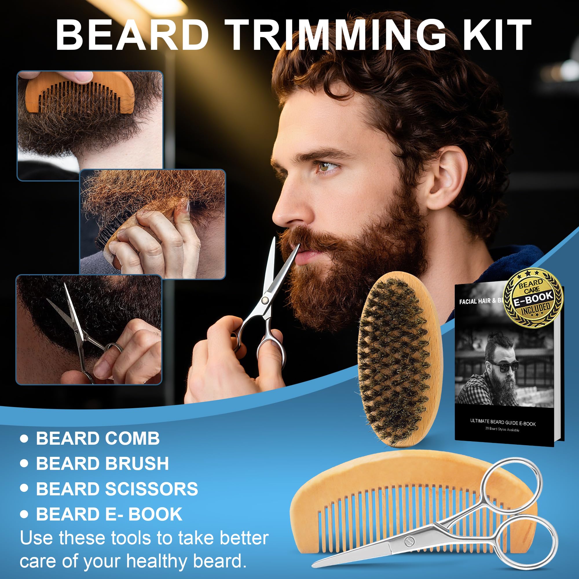 XIKEZAN beard comb displaying precise styling and tangle-free beard care.