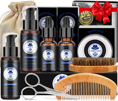 XIKEZAN beard grooming kit box showing all-in-one set for at-home grooming and styling.