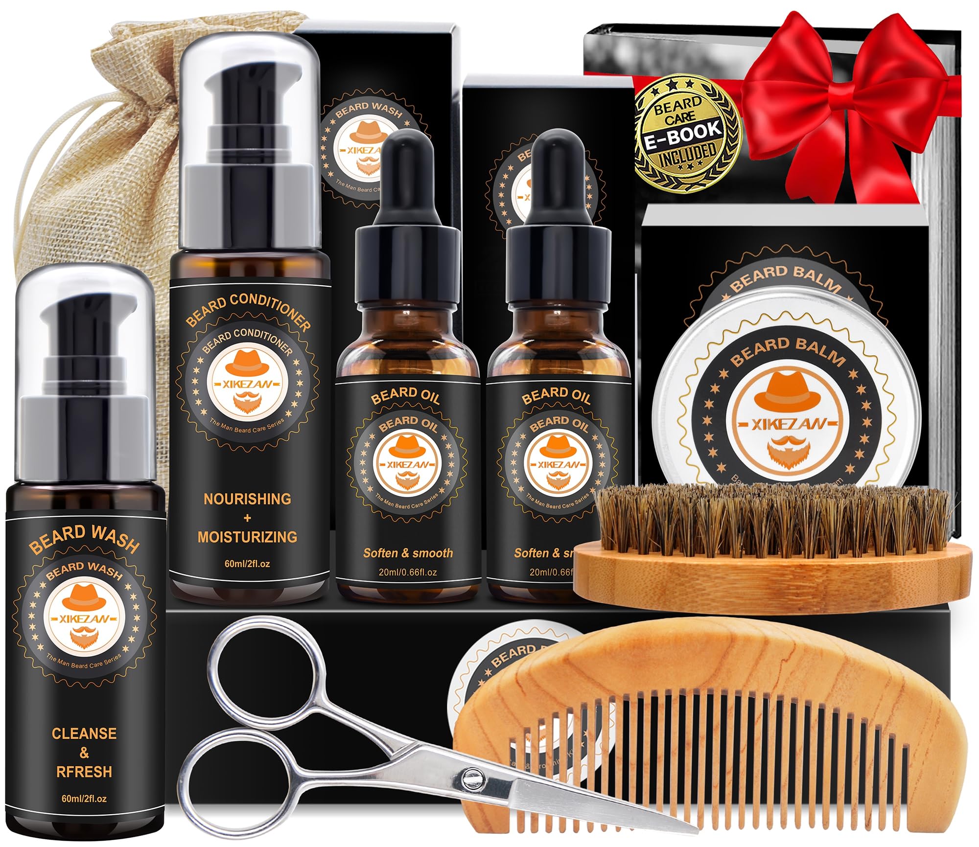 XIKEZAN beard wash bottle demonstrates a hydrating cleanse for beard and skin.