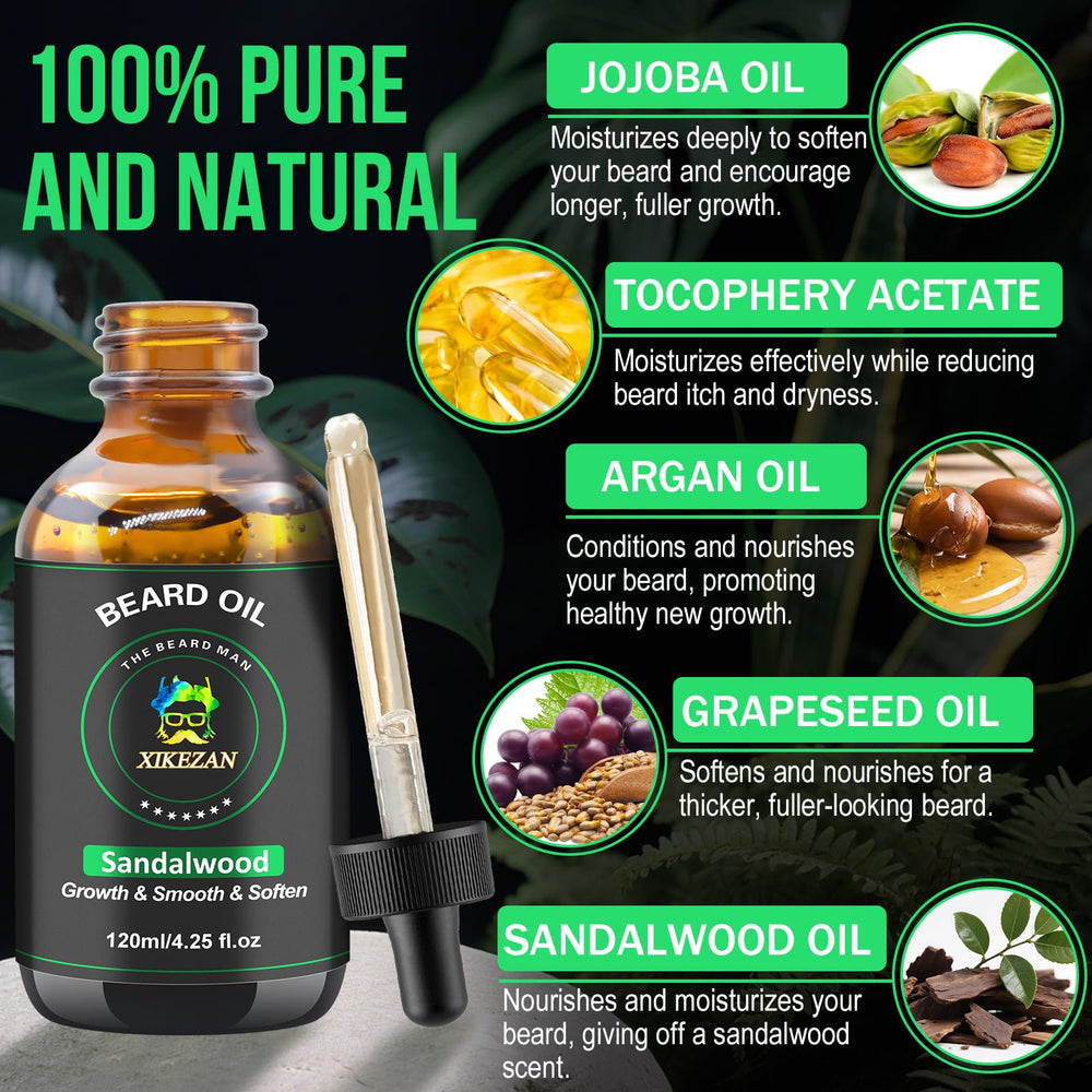 Beard being brushed with XIKEZAN oil for a smoother texture.