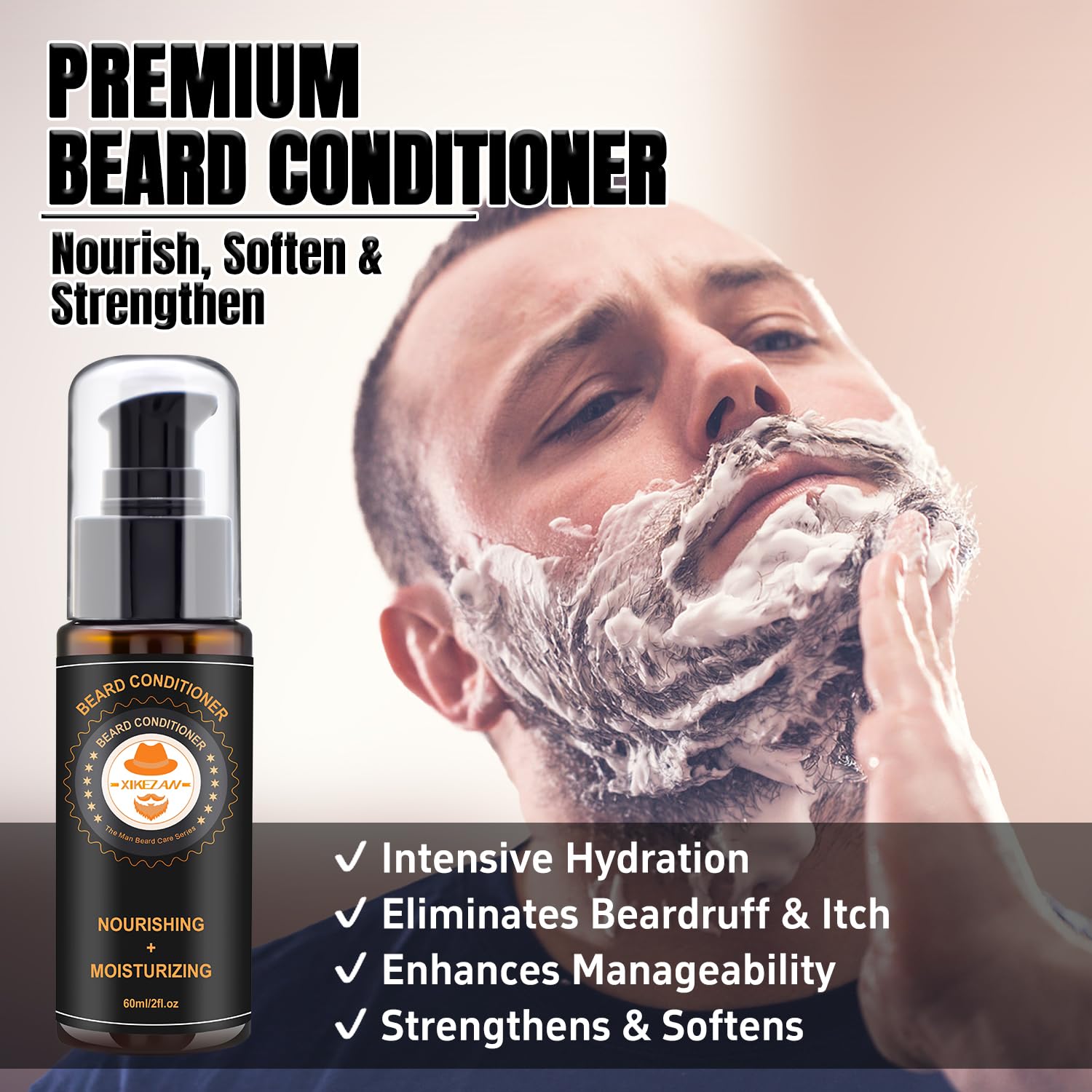 XIKEZAN beard oil bottle adds shine and nourishes the skin