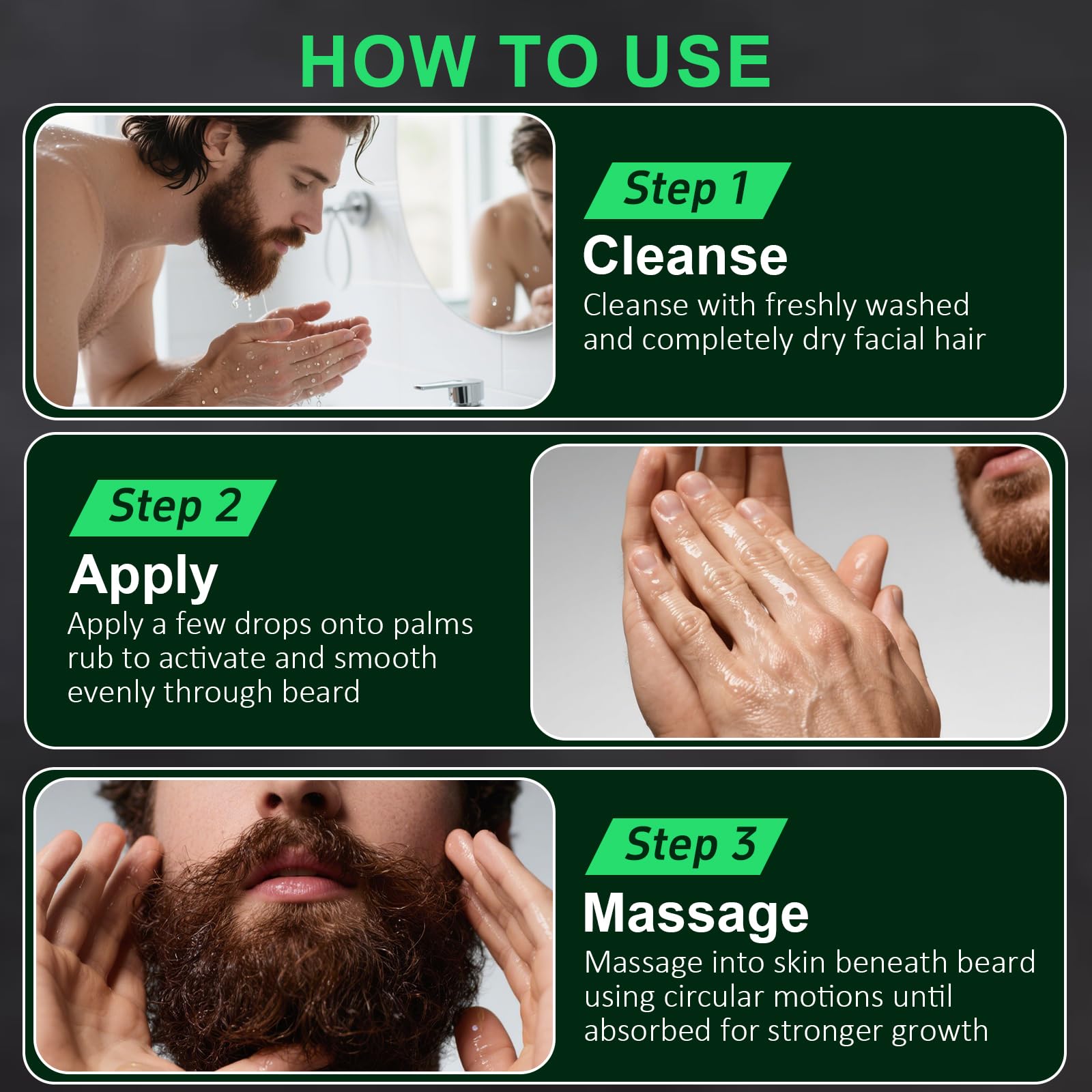 Vitality shot of XIKEZAN sandalwood beard oil in a modern bathroom.