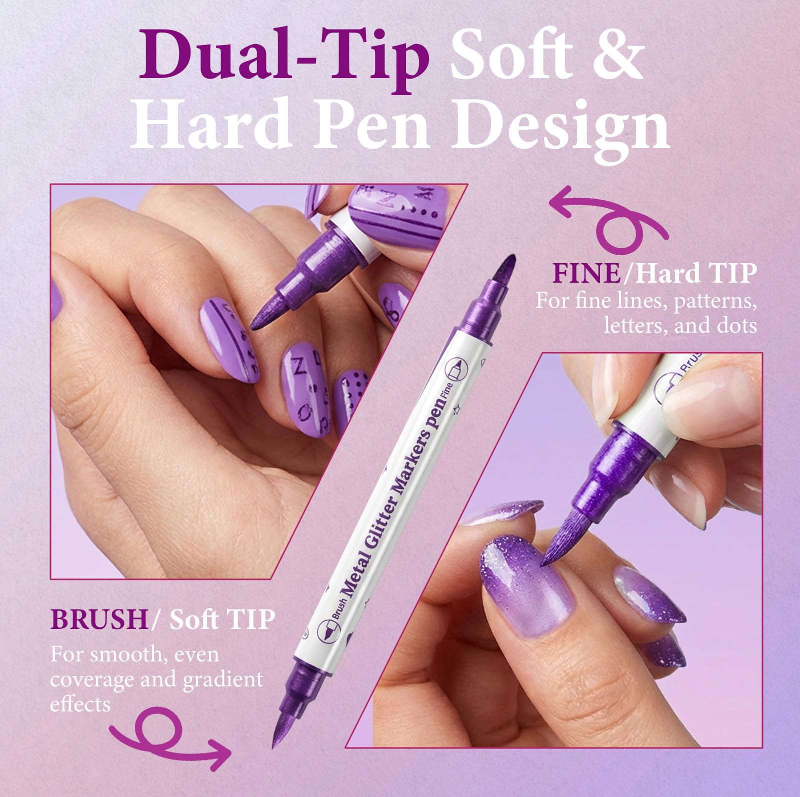 XILRVON dual-tip nail art pen with firm tip for precise outlines
