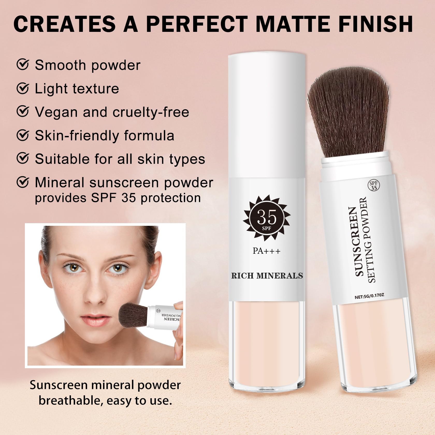 XINGXYUEL mineral sunscreen powder in use delivers even, lightweight coverage.
