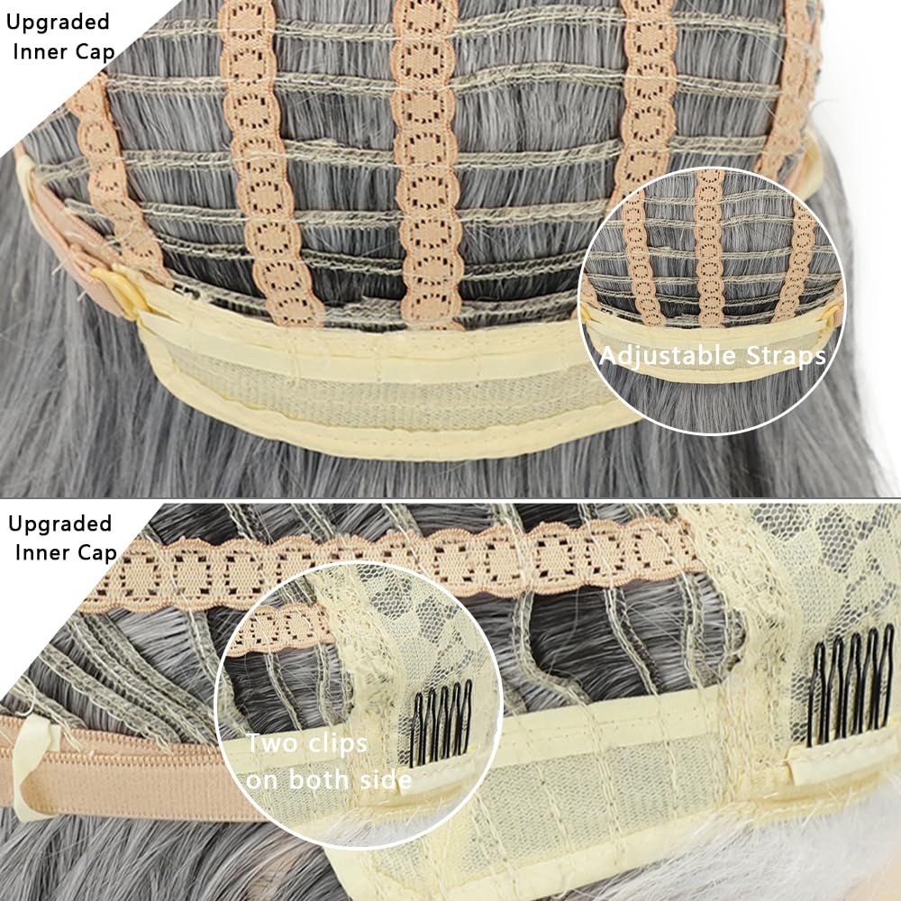 XIUFAXIRUSI silver-grey wig captures modern style with natural movement and shine.