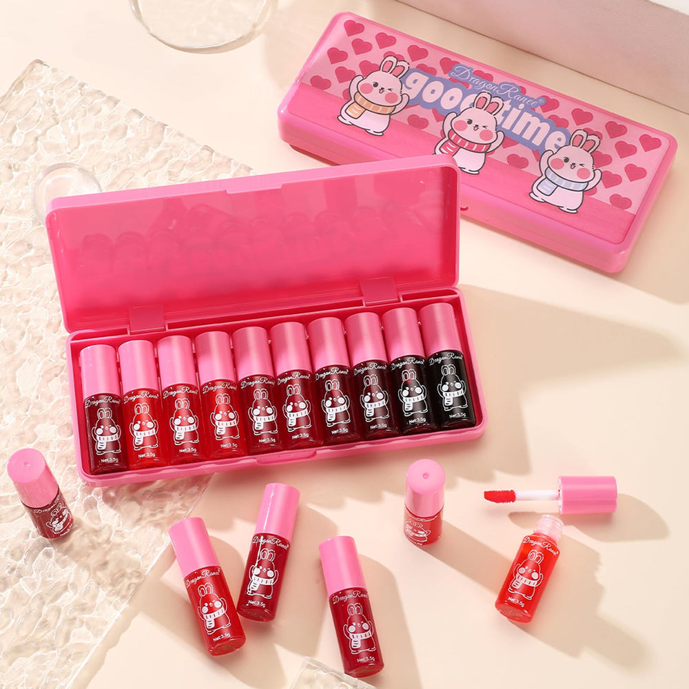 Xiuxixu lip tint bottle with a watery glass finish for luminous lips